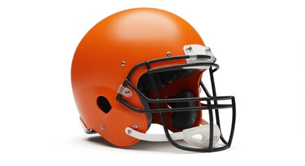 Fototapeta premium Plain Orange American Football Helmet Isolated on White Background for Sports Merchandise Design.
