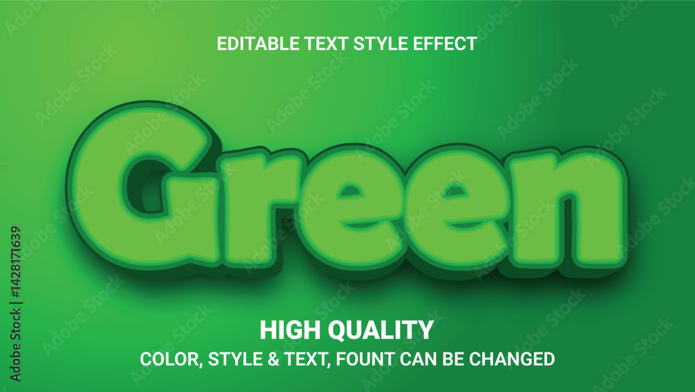 Poster green 3d editable text effect on gradient background, bold and simple design with high quality