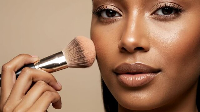 Makeup application tutorial featuring flawless techniques for enhancing natural beauty indoors