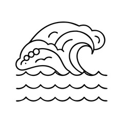 ocean wave icon, ocean wave line art - simple line art of ocean wave, perfect for ocean wave logos and icons