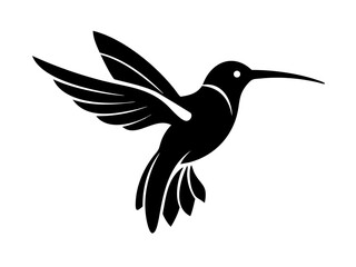 Obraz premium Solid Black Background for Design Purposes . A completely black image ideal for showcasing graphic elements, text overlays, or as a backdrop for presentations or websites of humming bird logo design .