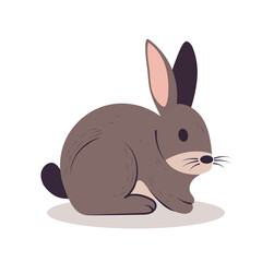Wild rabbit. Gray hare, forest mammal with long ears and fluffy tail.