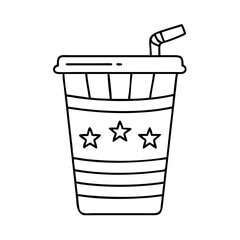 patriotic drink cup icon, patriotic drink cup line art - simple line art of patriotic drink cup, perfect for patriotic drink cup logos and icons