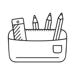 Naklejka premium pencil pouch icon, pencil pouch line art - simple line art of pencil pouch, perfect for pencil pouch logos and icons