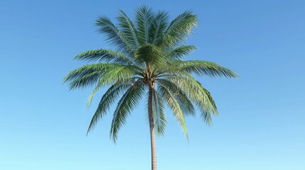 A Majestic Coconut Palm Under a Clear Blue Sky