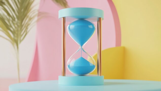 Pastel Hourglass in a Colorful Abstract Scene - Powered by Adobe