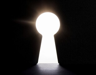 Light shining through keyhole symbolizing discovery and opportunity