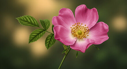 Fototapeta premium Detailed Botanical Illustration Of A Wild Rose Species