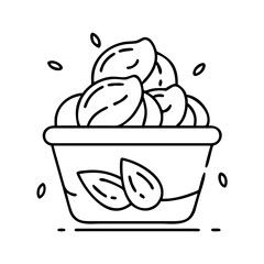 pistachio ice cream icon, pistachio ice cream line art - simple line art of pistachio ice cream, perfect for pistachio ice cream logos and icons