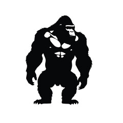 Fototapeta premium black silhouette logo of a gorilla stand 