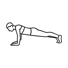 plank pose icon, plank pose line art - simple line art of plank pose, perfect for plank pose logos and icons