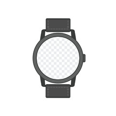 Vector icon of a round smart watch with transparent screen, perfect for adding custom designs or app UI previews. Modern and minimalistic template for mockups.