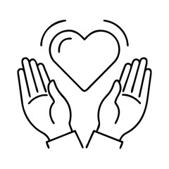 Obraz premium prayer hands in front of heart icon, prayer hands in front of heart line art - simple line art of prayer hands in front of heart, perfect for prayer hands in front of heart logos and icons