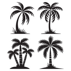 Palm tree, Palm Tree Silhouette Design Vector, 