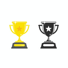 Two trophy icons a golden winner cup and a monochrome version. Perfect for representing victory, ranking, awards, and competition in games or achievements.