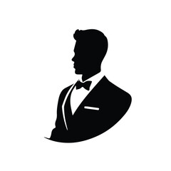 black silhouette logo of a business person 