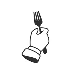 Fork in hand icon. Cutlery sign. Restaurant business concept.