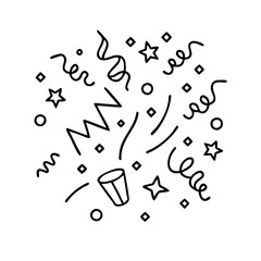 red and white confetti icon, red and white confetti line art - simple line art of red and white confetti, perfect for red and white confetti logos and icons