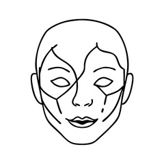 red and white face paint icon, red and white face paint line art - simple line art of red and white face paint, perfect for red and white face paint logos and icons