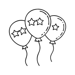 red white and blue balloons icon, red white and blue balloons line art - simple line art of red white and blue balloons, perfect for red white and blue balloons logos and icons