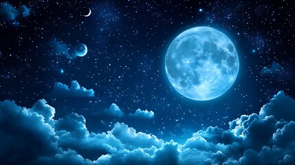 Night sky with moon and clouds