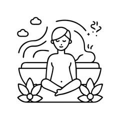 relaxation icon, relaxation line art - simple line art of relaxation, perfect for relaxation logos and icons