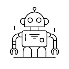 robot icon, robot line art - simple line art of robot, perfect for robot logos and icons