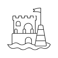 sandcastle icon, sandcastle line art - simple line art of sandcastle, perfect for sandcastle logos and icons