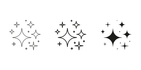 Sparkle Stars Line And Solid Icon Set. Brightness And Shine Symbol Collection. Isolated Vector Illustration