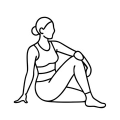 seated twist pose icon, seated twist pose line art - simple line art of seated twist pose, perfect for seated twist pose logos and icons