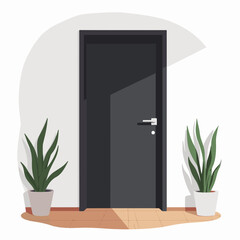 Sleek modern door with minimalist design in clean interior, home decor