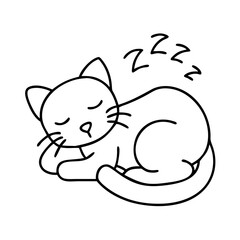 sleeping kitten icon, sleeping kitten line art - simple line art of sleeping kitten, perfect for sleeping kitten logos and icons