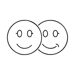 smiling faces side by side icon, smiling faces side by side line art - simple line art of smiling faces side by side, perfect for smiling faces side by side logos and icons