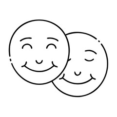 smiling faces side by side icon, smiling faces side by side line art - simple line art of smiling faces side by side, perfect for smiling faces side by side logos and icons