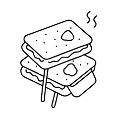 s mores icon, s mores line art - simple line art of s mores, perfect for s mores logos and icons