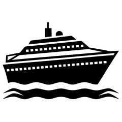 Obraz premium A large cruise ship on the ocean icon.