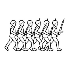 soldiers marching icon, soldiers marching line art - simple line art of soldiers marching, perfect for soldiers marching logos and icons