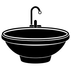 Fototapeta premium Bathroom Sink silhouette on white background