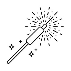 sparkler icon, sparkler line art - simple line art of sparkler, perfect for sparkler logos and icons
