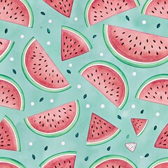 Juicy Watermelon Seamless Pattern – Sweet Summer Slices in Pink & Green