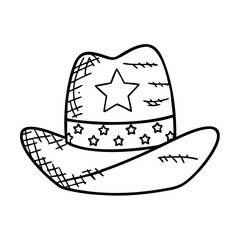 star spangled cowboy hat icon, star spangled cowboy hat line art - simple line art of star spangled cowboy hat, perfect for star spangled cowboy hat logos and icons