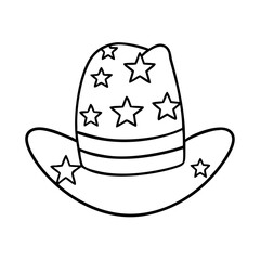 star spangled cowboy hat icon, star spangled cowboy hat line art - simple line art of star spangled cowboy hat, perfect for star spangled cowboy hat logos and icons