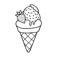 strawberry ice cream icon, strawberry ice cream line art - simple line art of strawberry ice cream, perfect for strawberry ice cream logos and icons