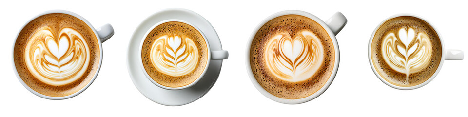 Artfully crafted coffee drinks with intricate latte art