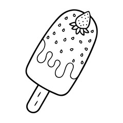 strawberry ice cream bar icon, strawberry ice cream bar line art - simple line art of strawberry ice cream bar, perfect for strawberry ice cream bar logos and icons