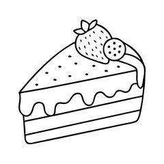 strawberry ice cream cake slice icon, strawberry ice cream cake slice line art - simple line art of strawberry ice cream cake slice, perfect for strawberry ice cream cake slice logos and icons