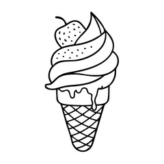 strawberry swirl cone icon, strawberry swirl cone line art - simple line art of strawberry swirl cone, perfect for strawberry swirl cone logos and icons