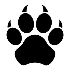 Bear paw print with claws vector graphic.
