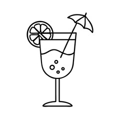 summer cocktail icon, summer cocktail line art - simple line art of summer cocktail, perfect for summer cocktail logos and icons