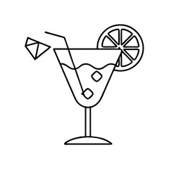 summer cocktail icon, summer cocktail line art - simple line art of summer cocktail, perfect for summer cocktail logos and icons